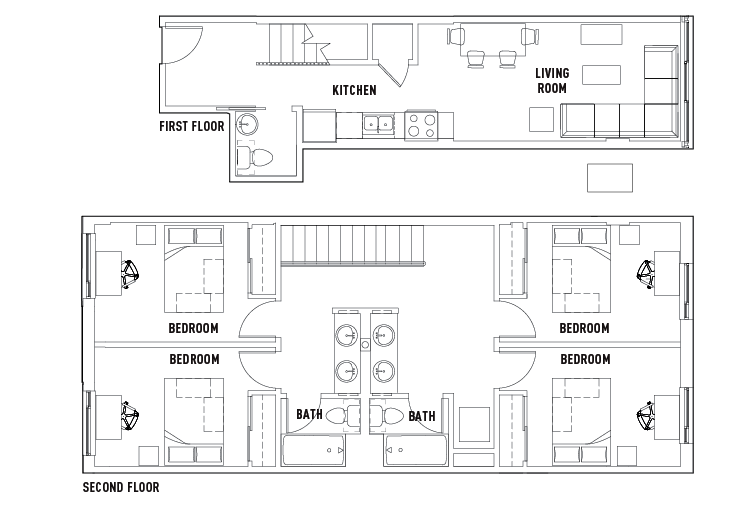 4 Bed - 2.5 Bath Townhome Private Bedroom