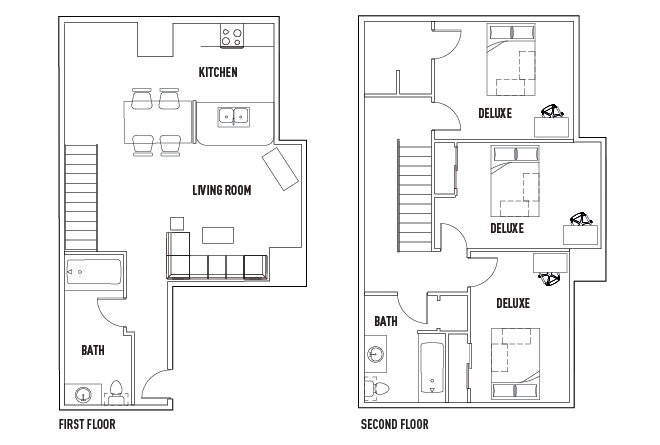 Floor Plans U Club Binghamton Student Housing Vestal NY   451 3 Bed 2 Bath Townhome ORIGINAL 01 3 