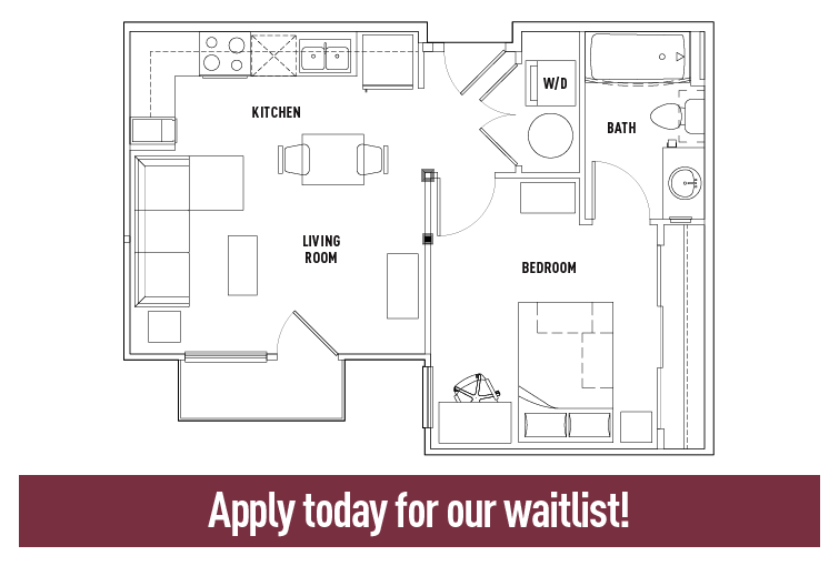 1 Bed 1 Bath B 601 Copeland Student Housing