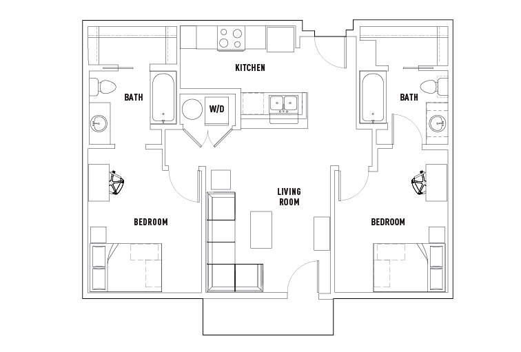 2 Bed - 2 Bath A