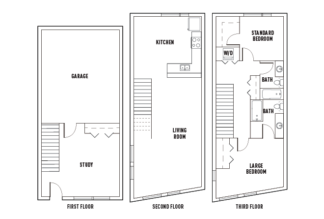 2 Bed - 2 Bath Townhome Shared Bedroom Furnished