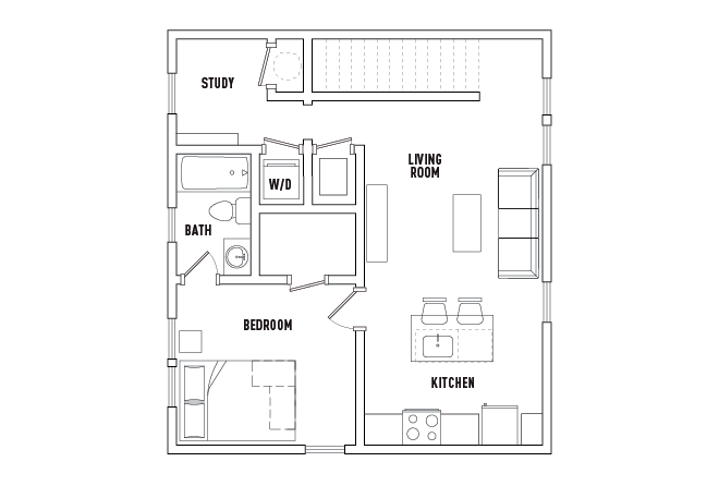 1 Bed - 1 Bath Upper (1S-2)