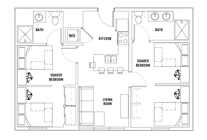 2 Bed - 2 Bath C Shared