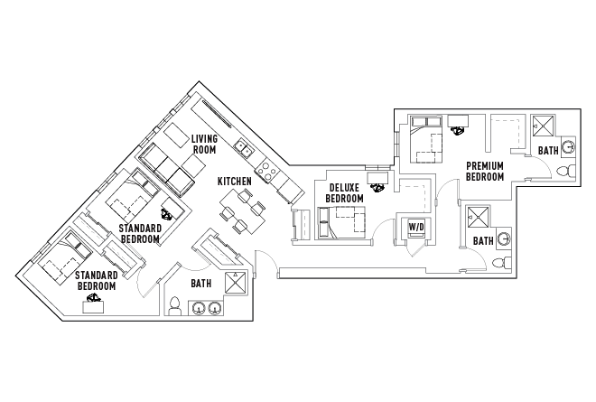 4 Bed - 3 Bath F Standard Bedroom