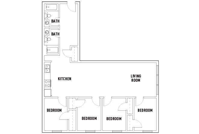 200 Stanton - 4 Bed - 2 Bath B Furnished