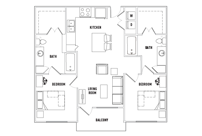 2 Bed - 2 Bath A