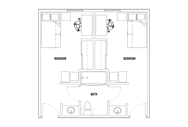 2 Bed - 1 Bath A Private Bedroom