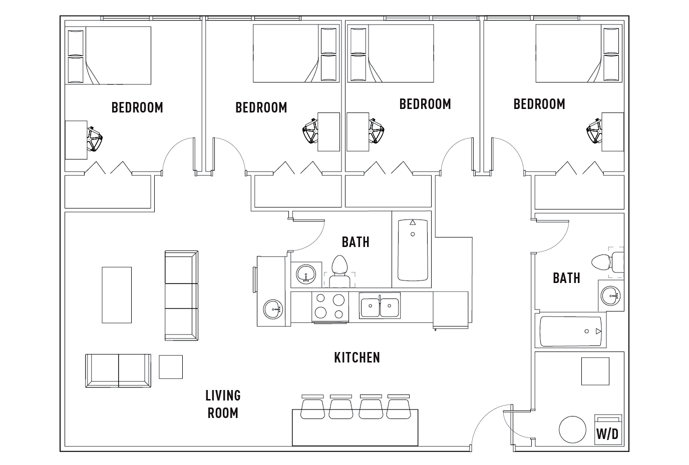 4 Bed - 2 Bath A Corner