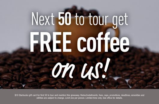 Next 50 to tour get FREE coffee on us!