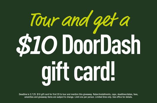 Tour and get a $10 DoorDash gift card!