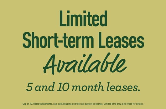 Limited short-term leases available! 5 and 10 month leases