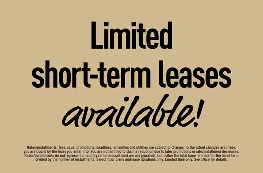 Limited short-term leases available! 