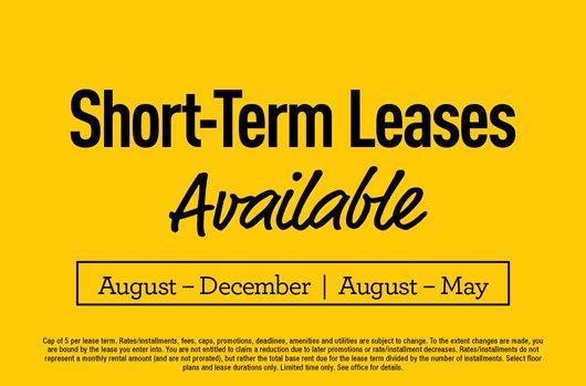 Short-term leases available. August-December | August-May