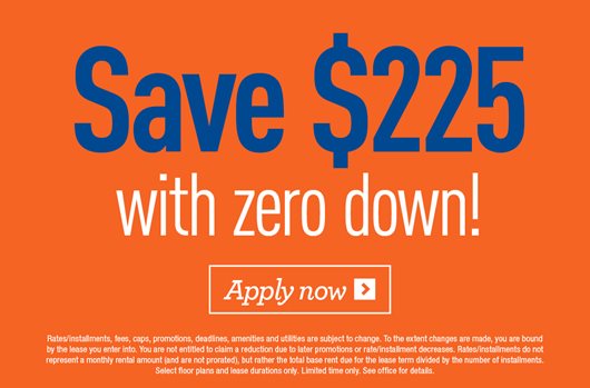 Save $225 with zero down! Apply now> 