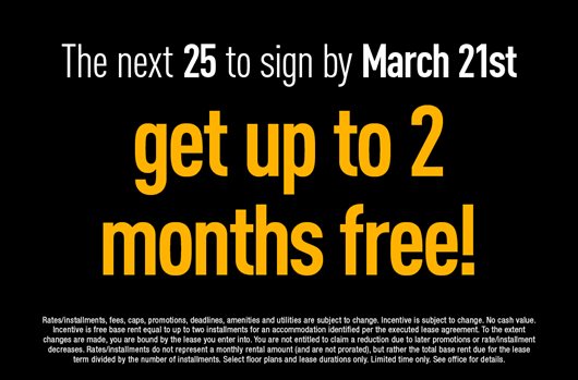 The next 25 to sign by March 21st get up to 2 months free!