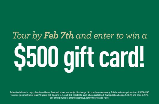 Take a tour by Feb 7th and enter to win a $500 gift card!