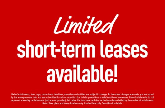 Short term leases available