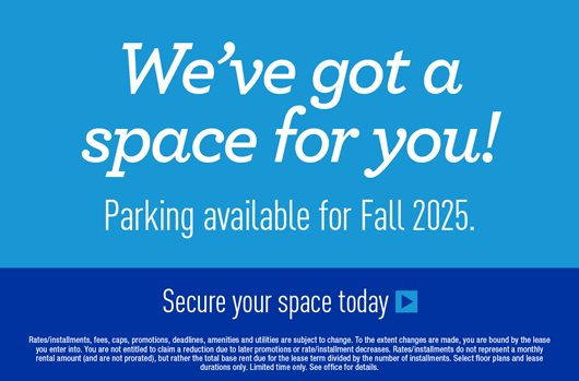 Parking available for Fall 2025.