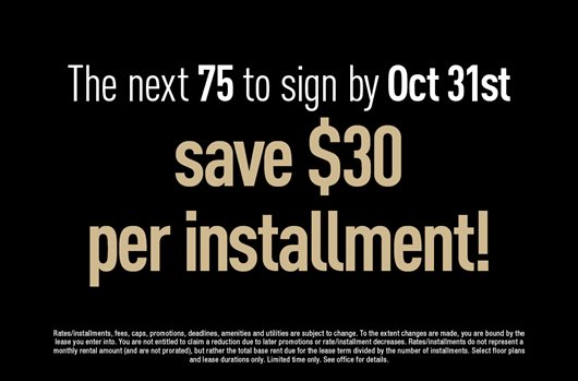 The next 75 to sign by Oct 31st save $30 per installment!