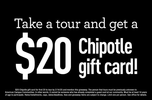 Tour and get a $20 Chipotle gift card!