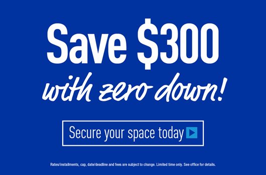 Save $300 with zero down