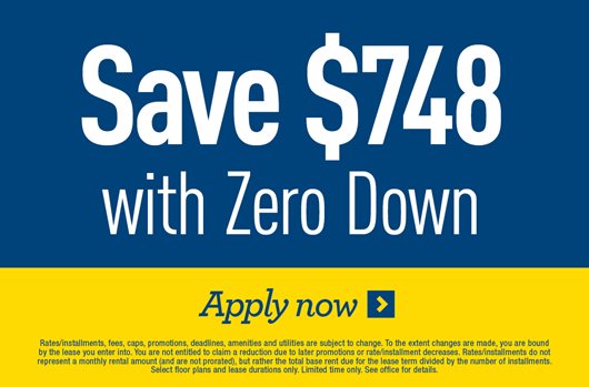 Save $748 with zero down! Apply now>