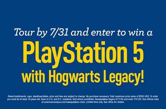 Tour by 7/31 and enter to win a PlayStation 5 with Hogwarts Legacy!