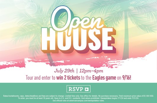 Open House - Take a tour and enter to win 2 tickets to the Eagles game on 9/16!