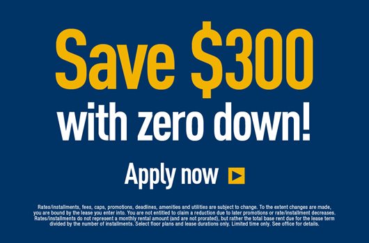 Save $300 with zero down