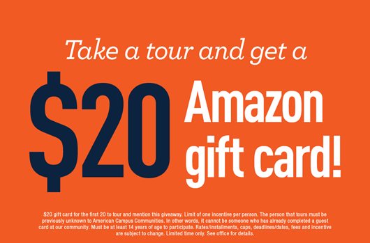 Take a tour and get a $20 Amazon gift card