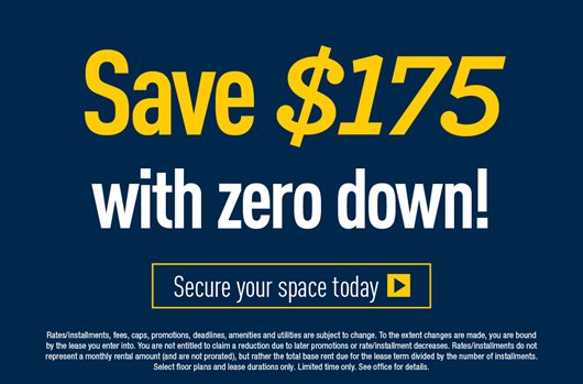 Save $175 with zero down 