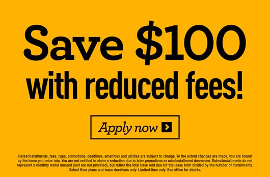 Save $100 with reduced fees