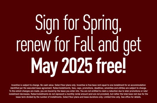 Sign for Spring, renew for Fall and get May 2025 free!