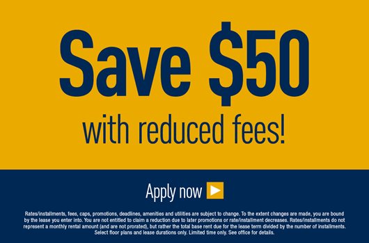 Save $50 with reduced fees! Apply now >