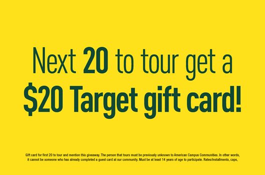 Next 20 to tour get a $20 Target gift card!